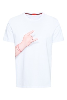 Белая футболка с изображением руки Isaia