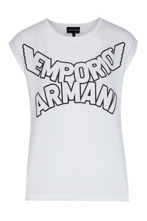 Белая футболка без рукавов Emporio Armani