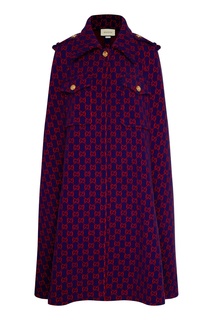 Шерстяной кейп оверсайз с монограммами GG Gucci