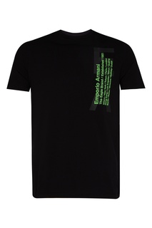 Черная футболка с ярким принтом Emporio Armani