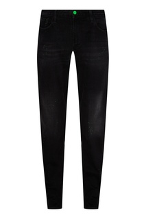 Черные джинсы с зеленой пуговицей Emporio Armani