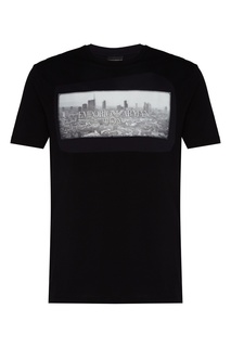 Темно-синяя футболка с фотопринтом Emporio Armani
