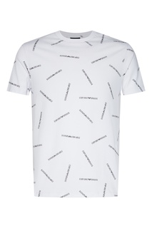 Белая футболка с принтами Emporio Armani