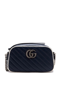 Синяя кожаная сумка-кроссбоди GG Marmont Gucci