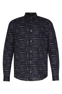 Синяя принтованная рубашка Emporio Armani