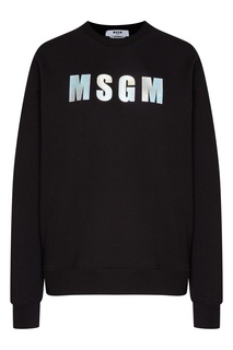 Черный свитшот с рефлективным логотипом Msgm