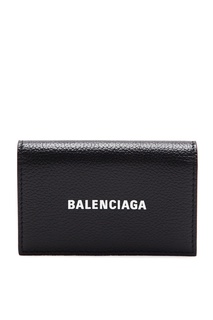 Черная кредитница с белым логотипом Balenciaga