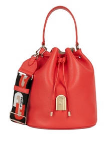 Кораллово-красная сумка из кожи Furla