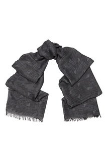 Серый хлопковый шарф с узорами Emporio Armani