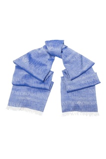 Синий шарф с логотипами Emporio Armani