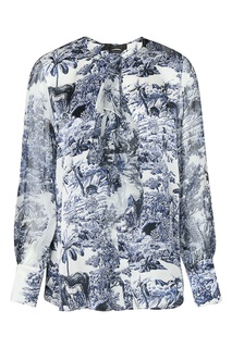 Шелковая блуза с воланом и рисунком Marina Rinaldi
