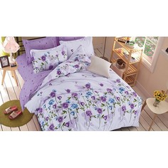 Комплект евростандарт Pure cotton Сиреневые цветы Cleo
