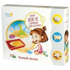 Кинетический песок Genio Kids с песочницей, бежевый, 1 кг, картонная пачка