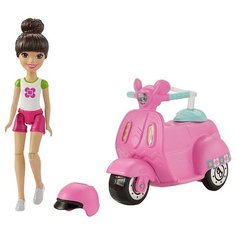 Набор Barbie В движении Мини-кукла и скутер, 11 см, FHV80