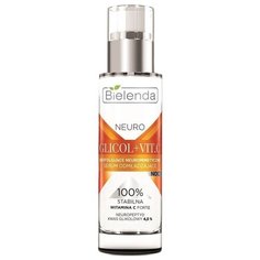 Bielenda Neuro Glicol+Vit.C Отшелушивающая нейропептидная омолаживающая сыворотка для лица ночная, 30 мл