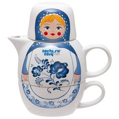 Чайный сервиз Sochi 2014 Матрешка 200/380 мл белый/синий