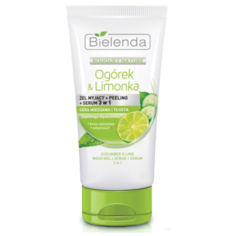Bielenda моющий гель, пиллинг, сыворотка 3 в 1 Огурец и лайм, 150 мл