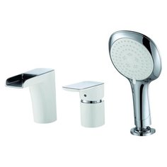 Смеситель для ванны с душем D&K DA143421x однорычажный встраиваемый лейка в комплекте двухцветный белый/хром DK