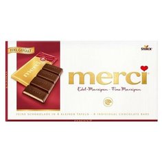 Шоколад Merci темный порционный c марципаном, 112 г ..,Merci