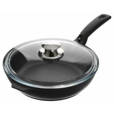 Сковорода Kukmara Традиция с247а 24 см, с крышкой, с ручкой, черный