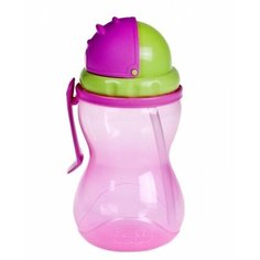 Поильник с трубочкой Canpol Babies 56/113, 370 мл розовый/зеленый