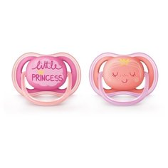 Пустышка силиконовая анатомическая Philips AVENT Ultra Air SCF343/22 6-18 м (2 шт) розовый/оранжевый