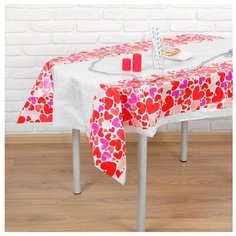 Скатерть Страна Карнавалия Сердца 108х180 см белый/красный