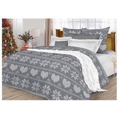 Постельное белье 2-спальное макси Guten Morgen Северная звезда 877 70х70 см, бязь серый/белый