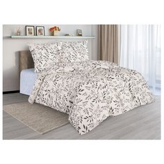 Постельное белье 2-спальное Guten Morgen Nature, перкаль бежевый/серый