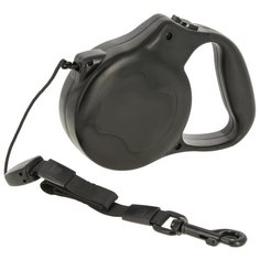 Поводок-рулетка для собак КАСКАД Автоматическая тросовая (50 кг) черный 8 м