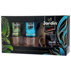 Кофе растворимый сублимированный Jardin 2 вида, подарочный набор с керамической кружкой с блестящей ручкой