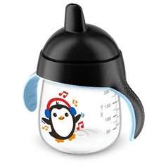 Поильник-непроливайка Philips AVENT SCF753, 260 мл черный/пингвин с музыкой