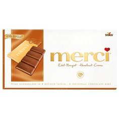Шоколад Merci молочный порционный с ореховым кремом, 112 г ..,Merci