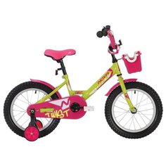 Детский велосипед Novatrack Twist 16 (2020) с корзиной салатовый/розовый (требует финальной сборки)