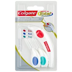 Зубной ершик Colgate Total (2, 4, 5 мм), красный, синий, зеленый, 3 шт.