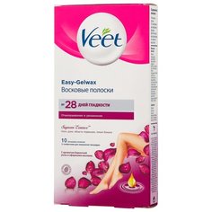 Veet Восковые полоски Easy Gelwax SupremEssence с ароматом бархатной розы и эфирными маслами 10 шт.
