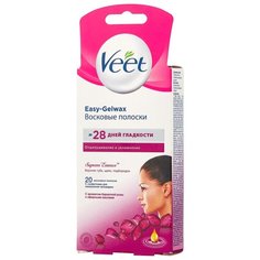 Veet Восковые полоски Easy Gelwax SupremEssence с ароматом бархатной розы и эфирными маслами для лица 20 шт.