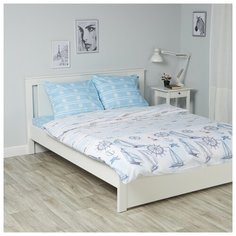 Постельное белье 2-спальное Василиса Круиз бязь голубой / белый