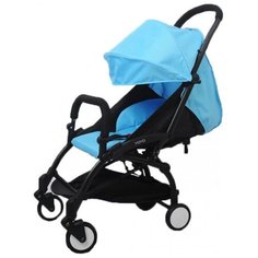 Прогулочная коляска Yoya Baby (175) (бамбук. коврик, подстак., дожд., москит., сумка-чехол, ремешок на руку, бампер регулир., удлин. спал. места тканевый) голубой/черная рама, цвет шасси: черный