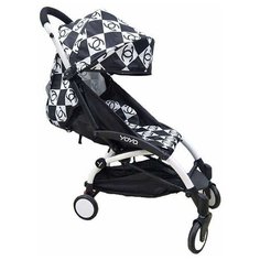 Прогулочная коляска Yoya Baby (175) (бамбук. коврик, подстак., дожд., москит., сумка-чехол, ремешок на руку, бампер регулир., удлин. спал. места тканевый) Шанель/белая рама