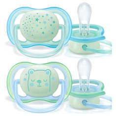 Пустышка силиконовая ортодонтическая Philips AVENT ultra air SCF376/11 0-6 м (2 шт) зеленый/голубой