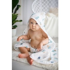 Простынка с уголком муслиновая для купания AmaroBaby Bath time 120х70 Растения