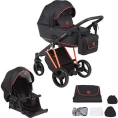 Коляска 2 в 1 Adamex CRISTIANO FLUO ORANGE черный+оранжевый