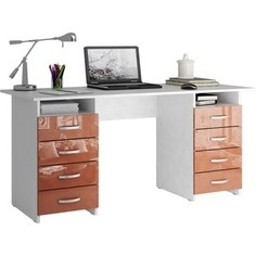 Стол письменный Мастер Милан-10 глянец (белый-терракот) МСТ-СДМ-10-ГЛ