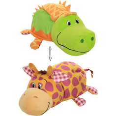 Мягкая игрушка 1Toy Вывернушка Ням-Ням Крокодильчик с ароматом яблочного пирожка - Жираф с ароматом арахисовой пасты с фруктами Т13924