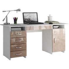 Стол письменный Мастер Милан-7Я глянец (белый-капучино) МСТ-СДМ-7Я-ГЛ