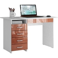 Стол письменный Мастер Милан-1 глянец (белый-терракот) МСТ-СДМ-01-ГЛ