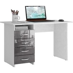 Стол письменный Мастер Милан левый/правый глянец (белый-серый) МСТ-СДМ-00-ГЛ