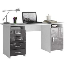 Стол письменный Мастер Милан-7 глянец (белый-серый) МСТ-СДМ-07-ГЛ