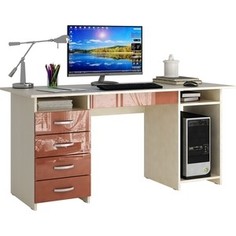 Стол письменный Мастер Милан-6Я глянец (дуб молочный-терракот) МСТ-СДМ-6Я-ГЛ